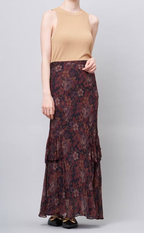 フラワープリントティアードスカート