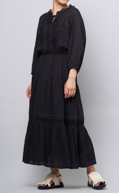 ネックギャザーパフスリーブワンピース