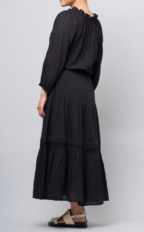 ネックギャザーパフスリーブワンピース