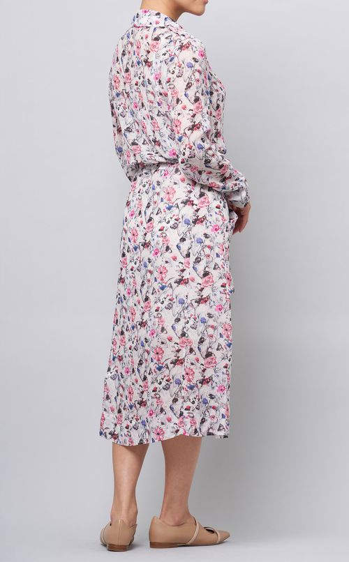 シアフラワープリントシャツワンピース