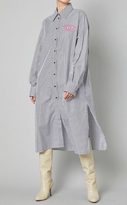 コットンストライプシャツワンピース