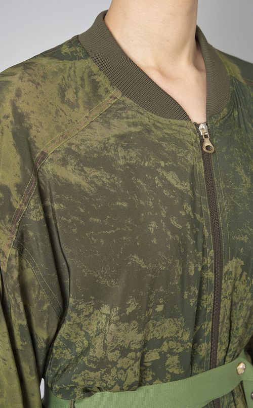 プリントブルゾン型ワンピース