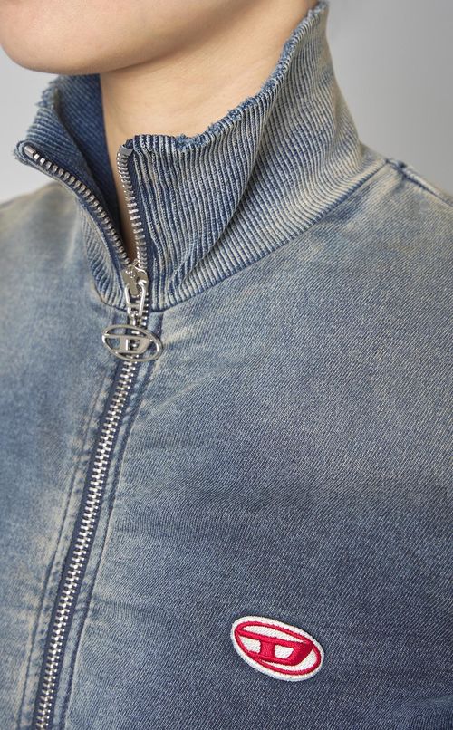 コットンスウェットジップアップトップス