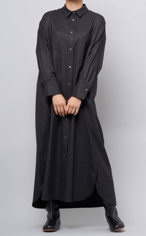 グレンチェックロングシャツワンピース