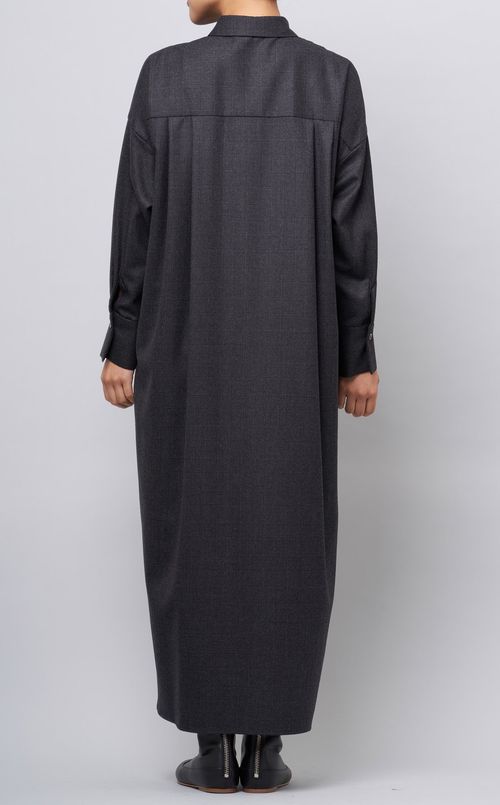 グレンチェックロングシャツワンピース