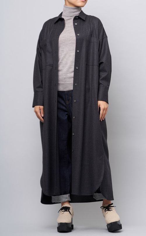 グレンチェックロングシャツワンピース