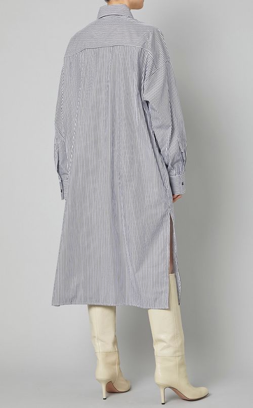 コットンストライプシャツワンピース