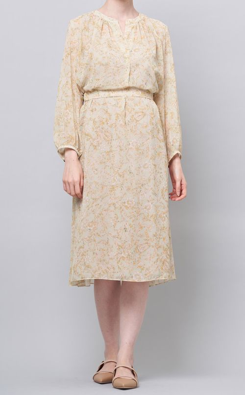 フラワープリントギャザーワンピース