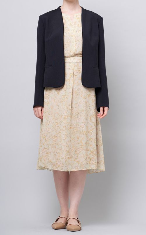 フラワープリントギャザーワンピース