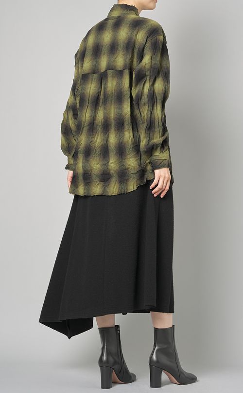 カットオフカラーチェックシャツ