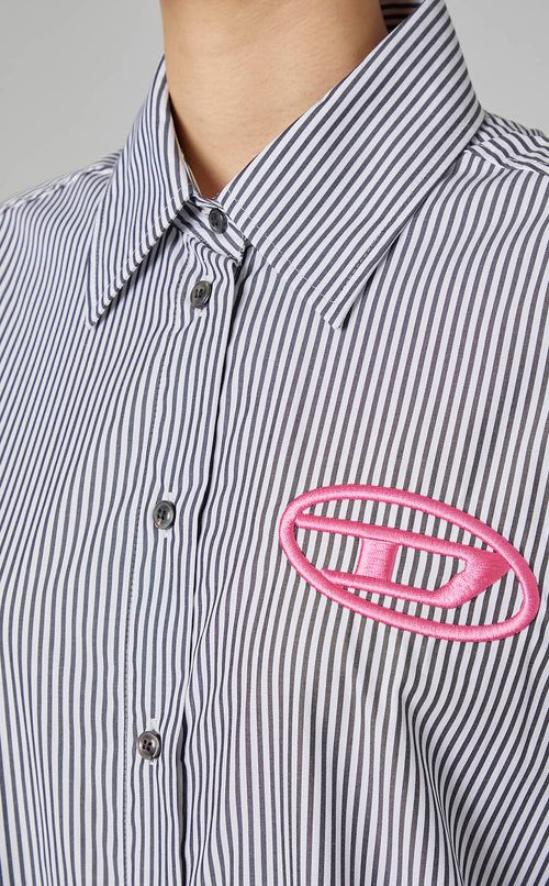 コットンストライプシャツワンピース