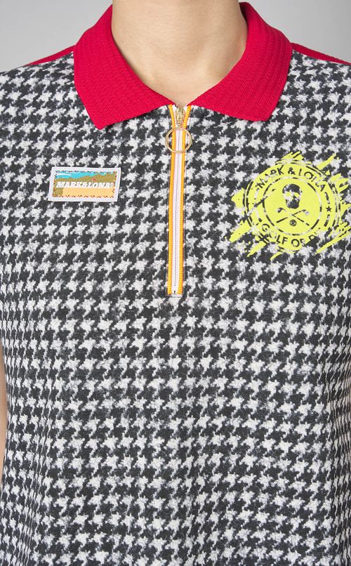 【手洗い可】千鳥格子プリントポロシャツ