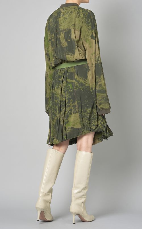 プリントブルゾン型ワンピース