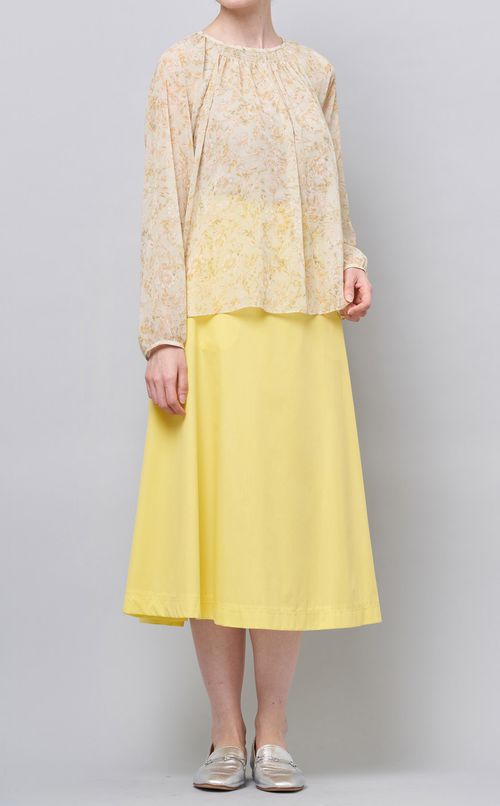 フラワープリントパフスリーブブラウス