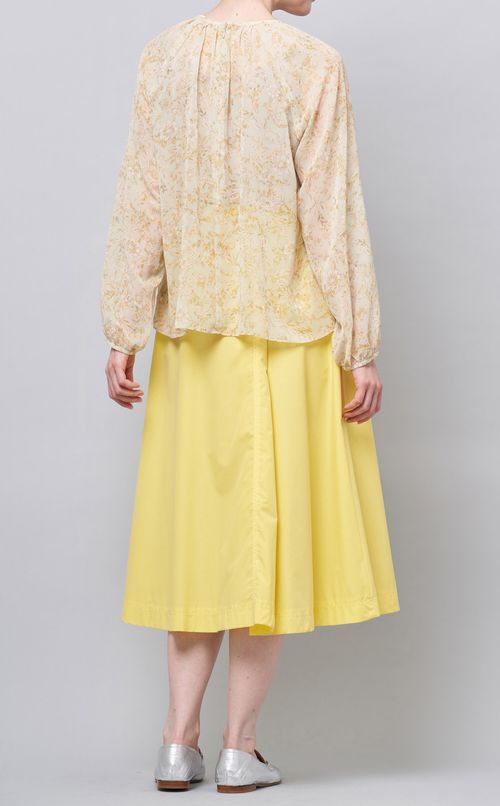 フラワープリントパフスリーブブラウス