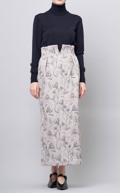 フラワージャガードロングスカート