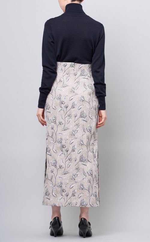 フラワージャガードロングスカート