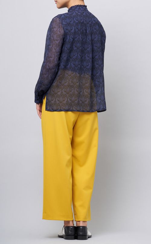 フラワープリントフリルカラーブラウス