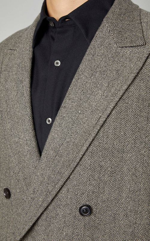 ウールシルクヘリンボンダブルジャケット