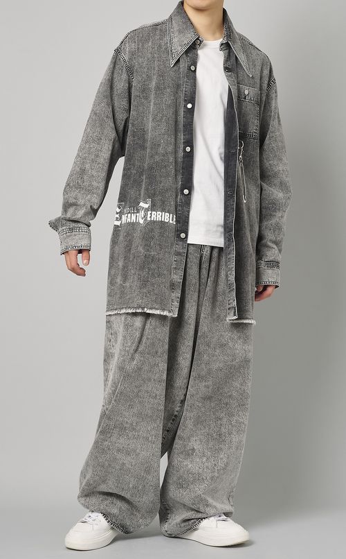 オーバーサイズケミカルデニムシャツ