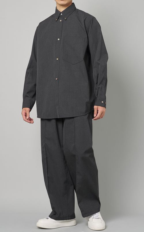 ウールギャバジンボタンダウンシャツ