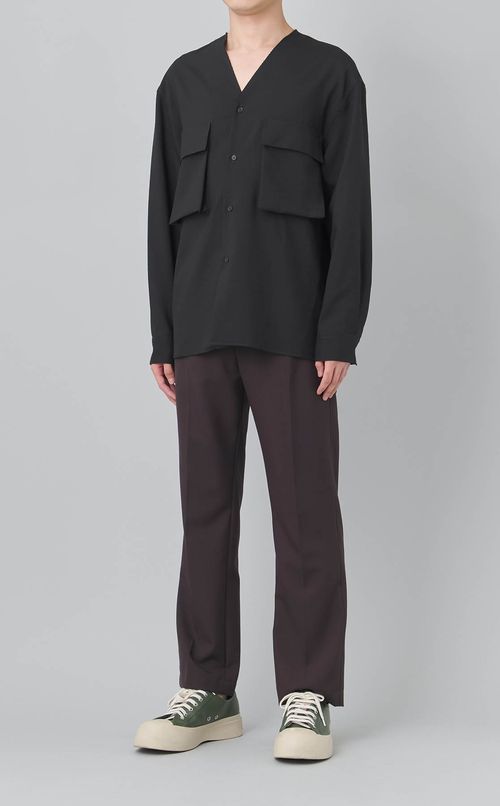 ノーカラーオーバーシャツ