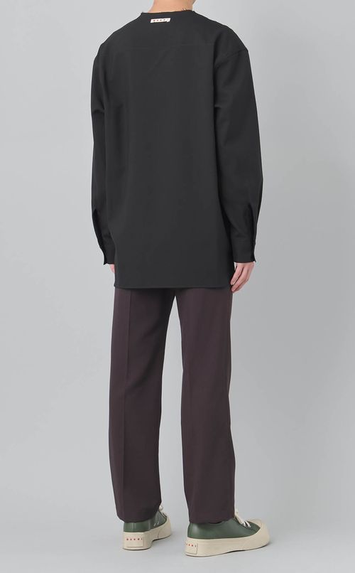 ノーカラーオーバーシャツ