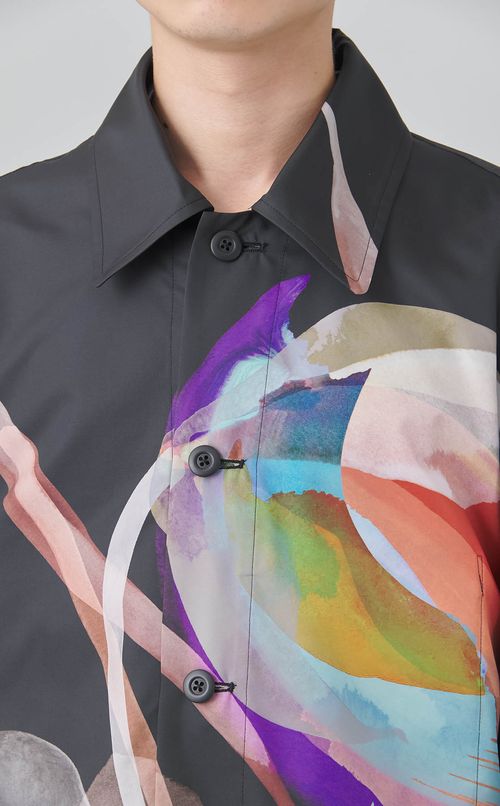 フラワープリントボックスシャツブルゾン