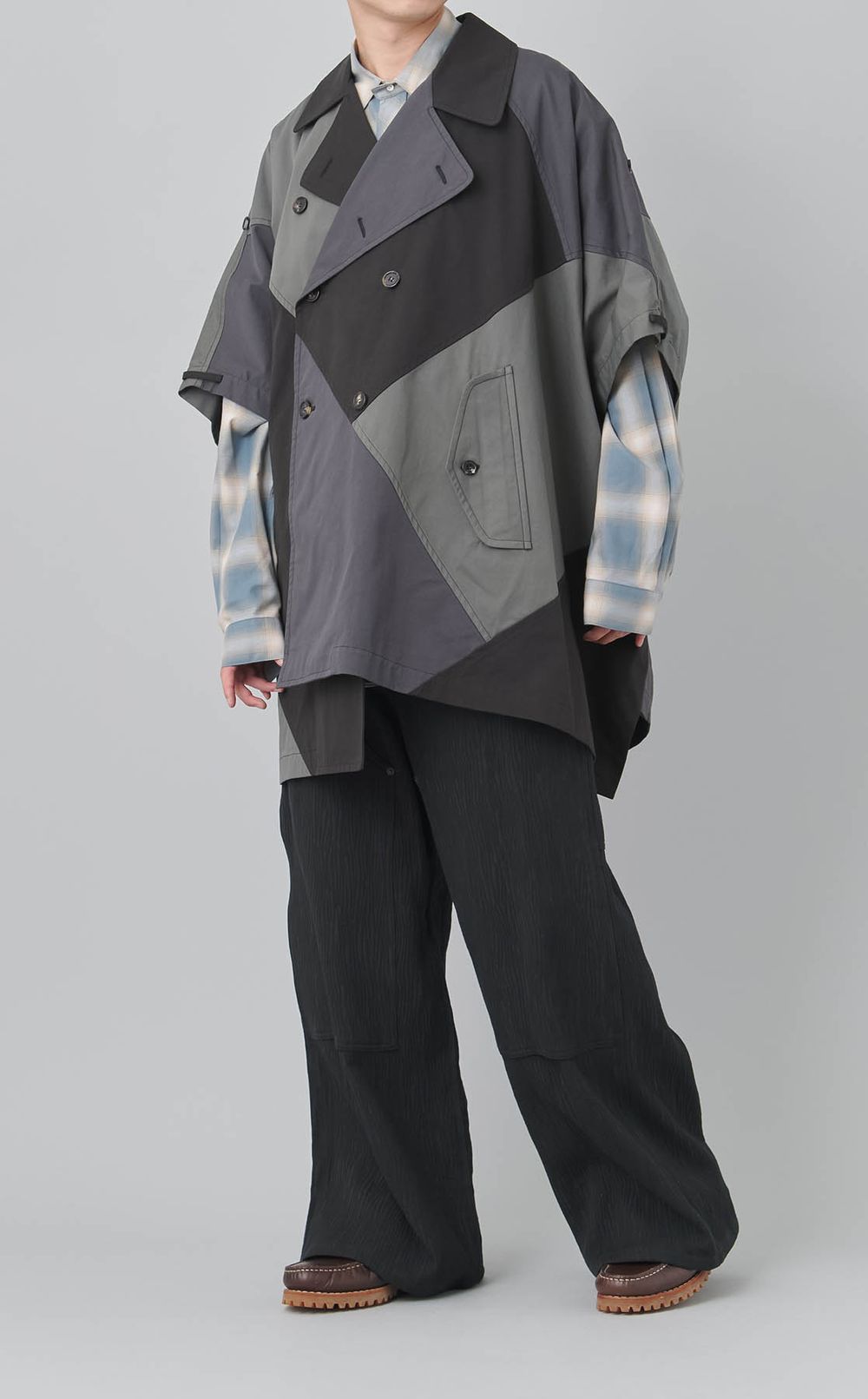 パッチワークトレンチポンチョ