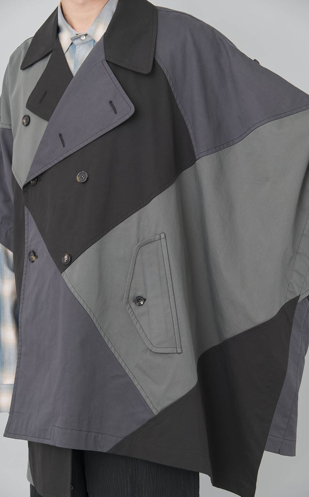 パッチワークトレンチポンチョ