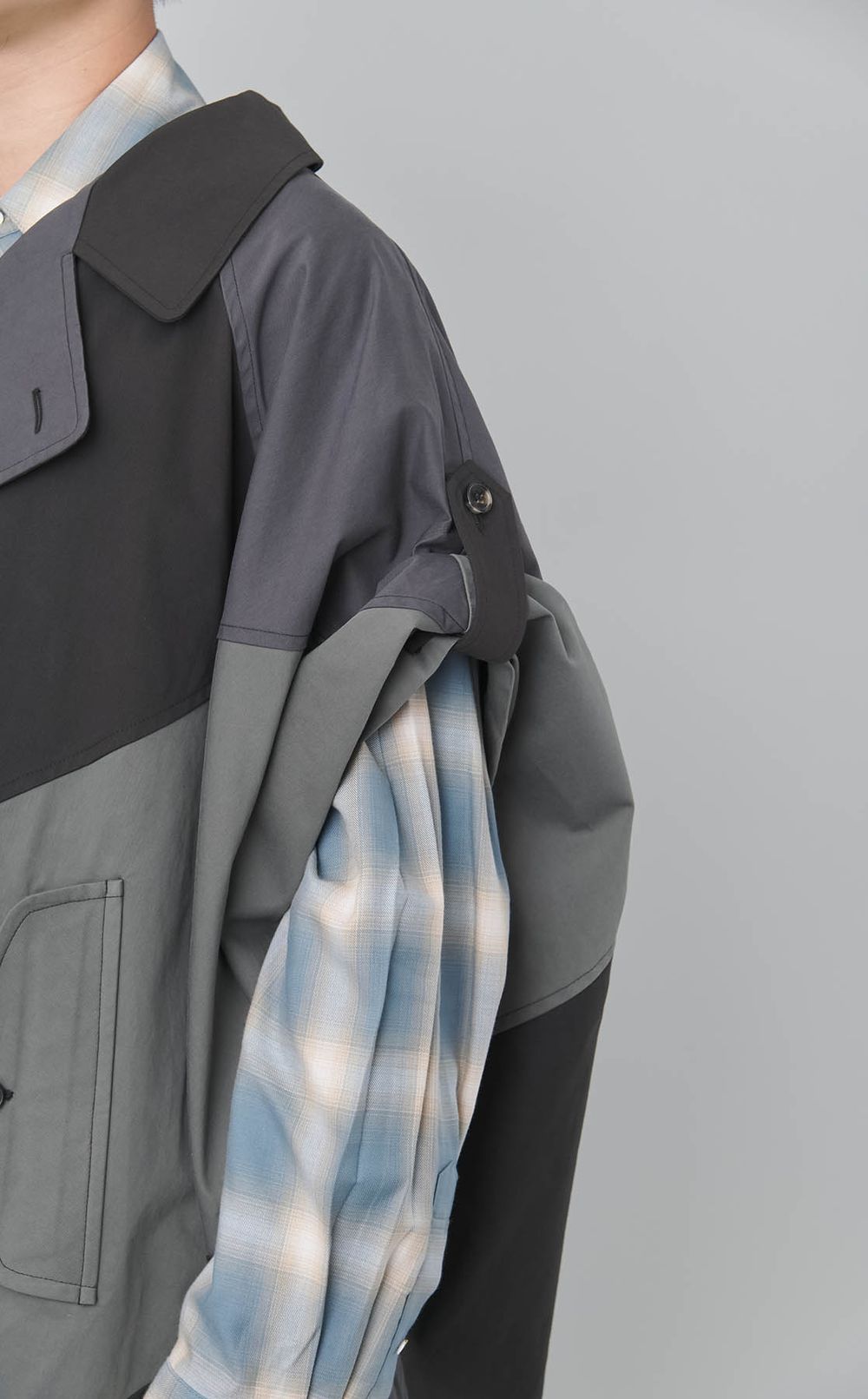 パッチワークトレンチポンチョ