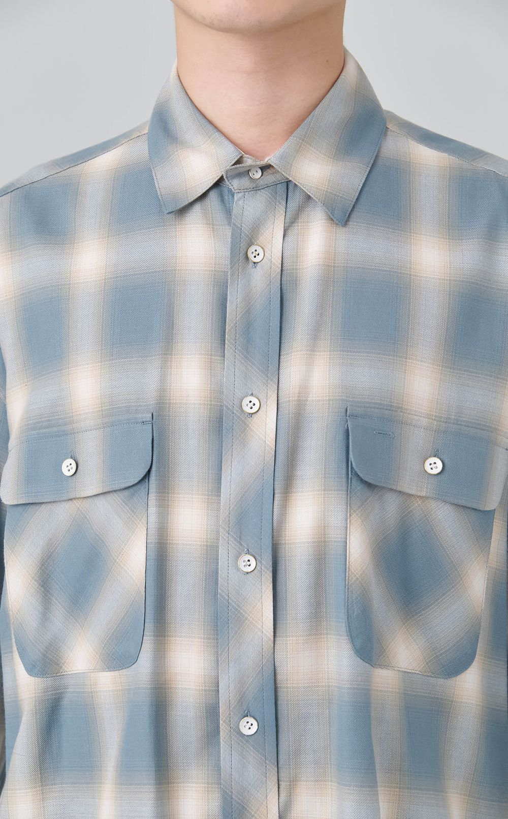 リラックスオンブレチェックシャツ