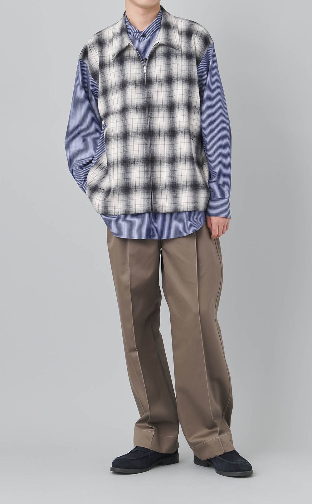 レイヤードジップシャツ