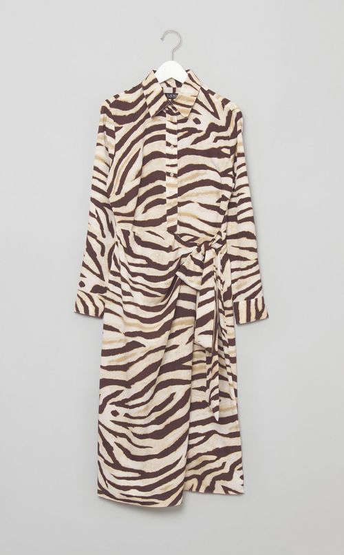 ゼブラプリントシャツワンピース