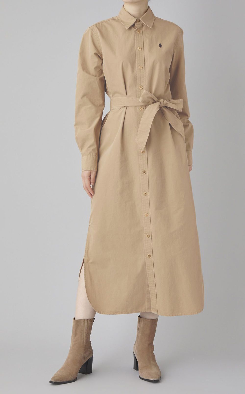 ベルト付きツイルシャツワンピース
