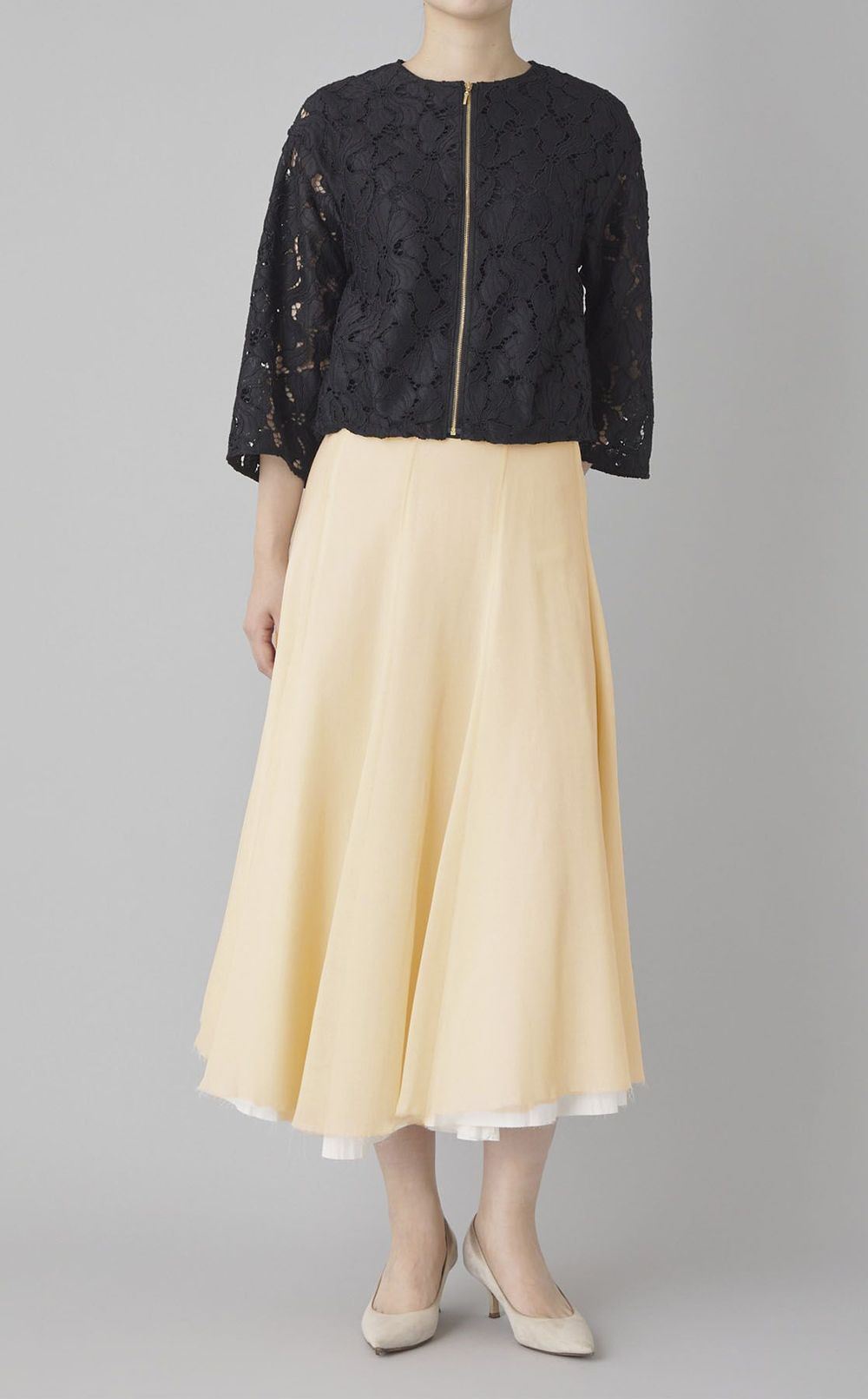 ウールレイヤードフレアスカート