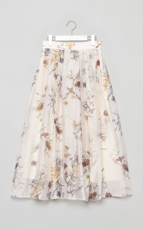 ボタニカルプリントシアータックスカート