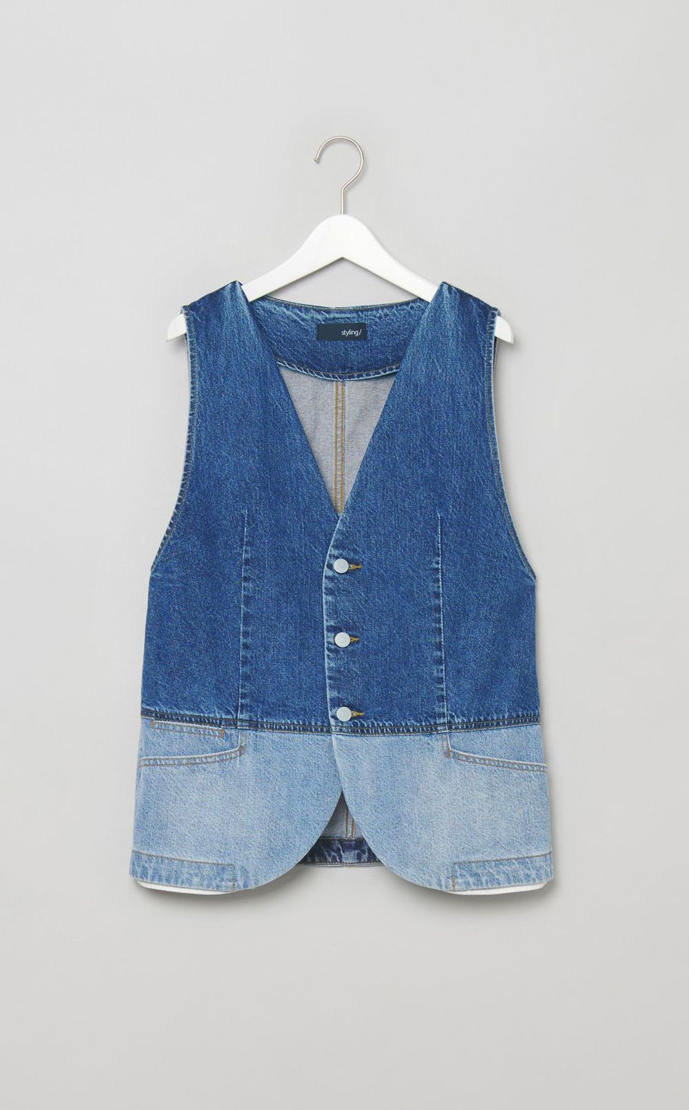 パッチワークデニムペスト