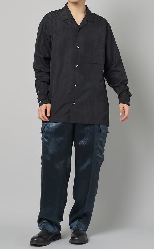 パネルパッチワークキュプラシャツ