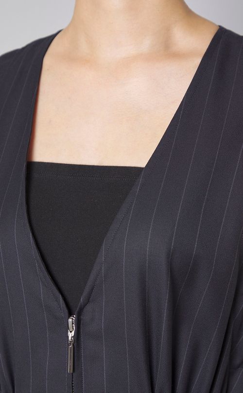 ピンストライプドローコードワンピース