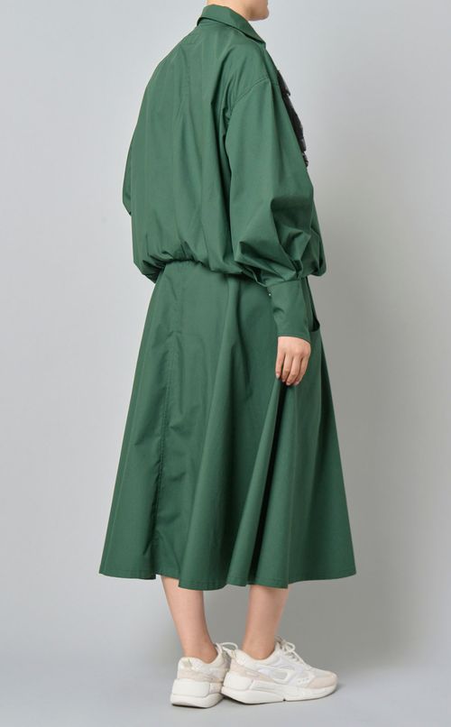 テープ刺繍ボリュームシャツワンピース