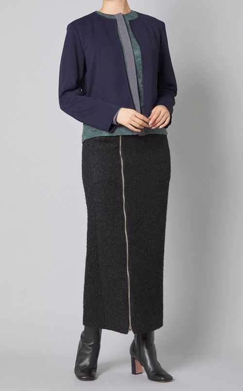 ノーカラーレースブラウス