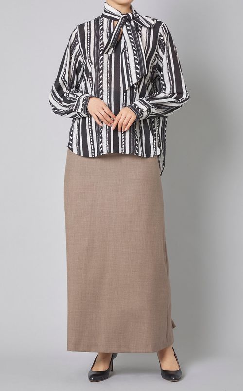 ドットストライプボウタイブラウス