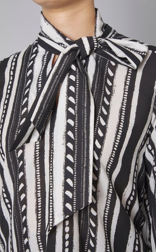 ドットストライプボウタイブラウス