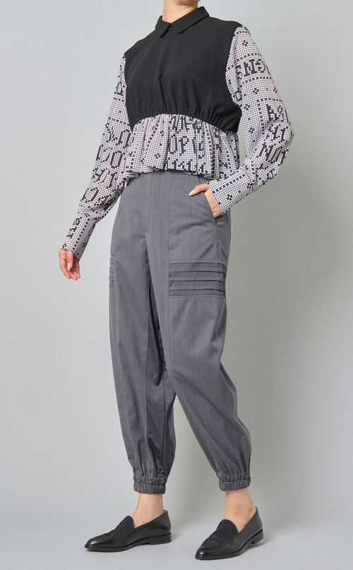 ミラノリブコンビプリントシャツ