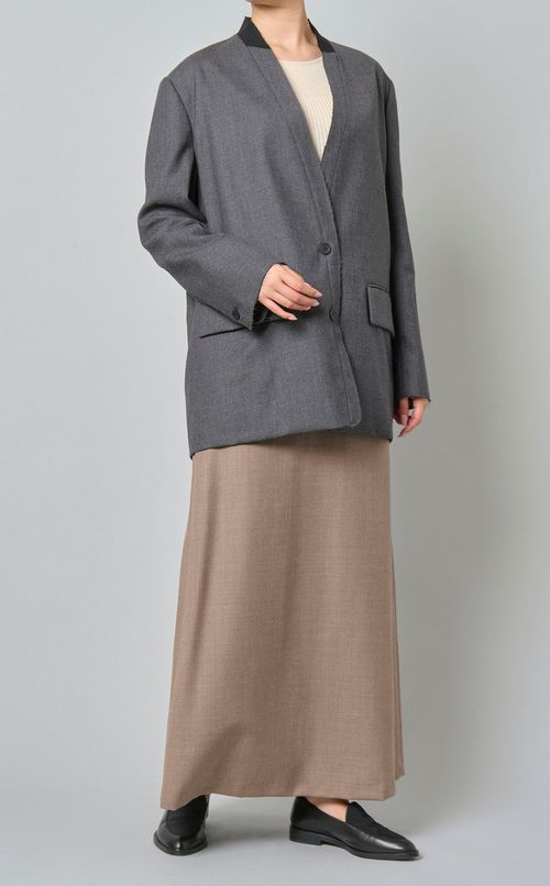 ウールサキソニーノーカラージャケット