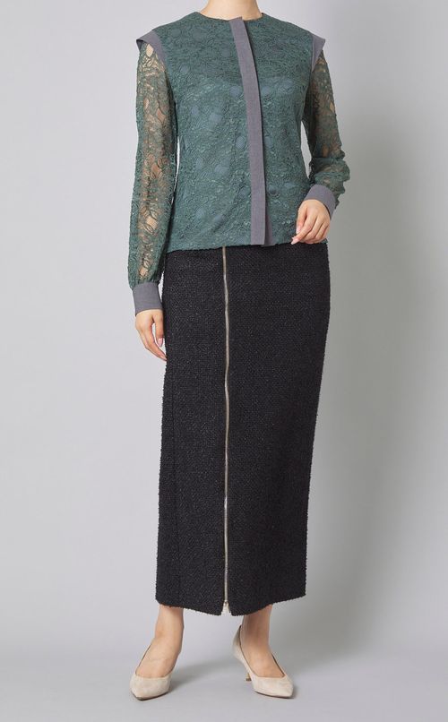 サイドジップツイードスカート