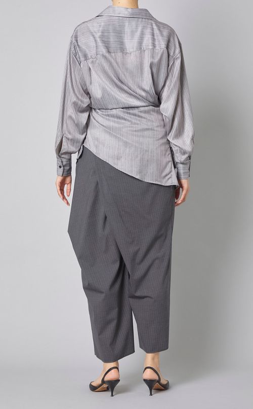 ストライプウエストシェイプシャツ