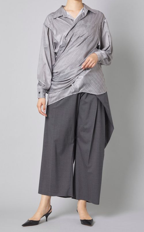 ピンストライプレイヤードパンツ