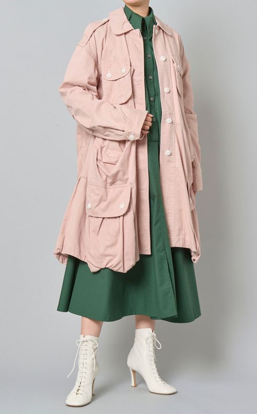 コットンツイルギャザーサファリコート